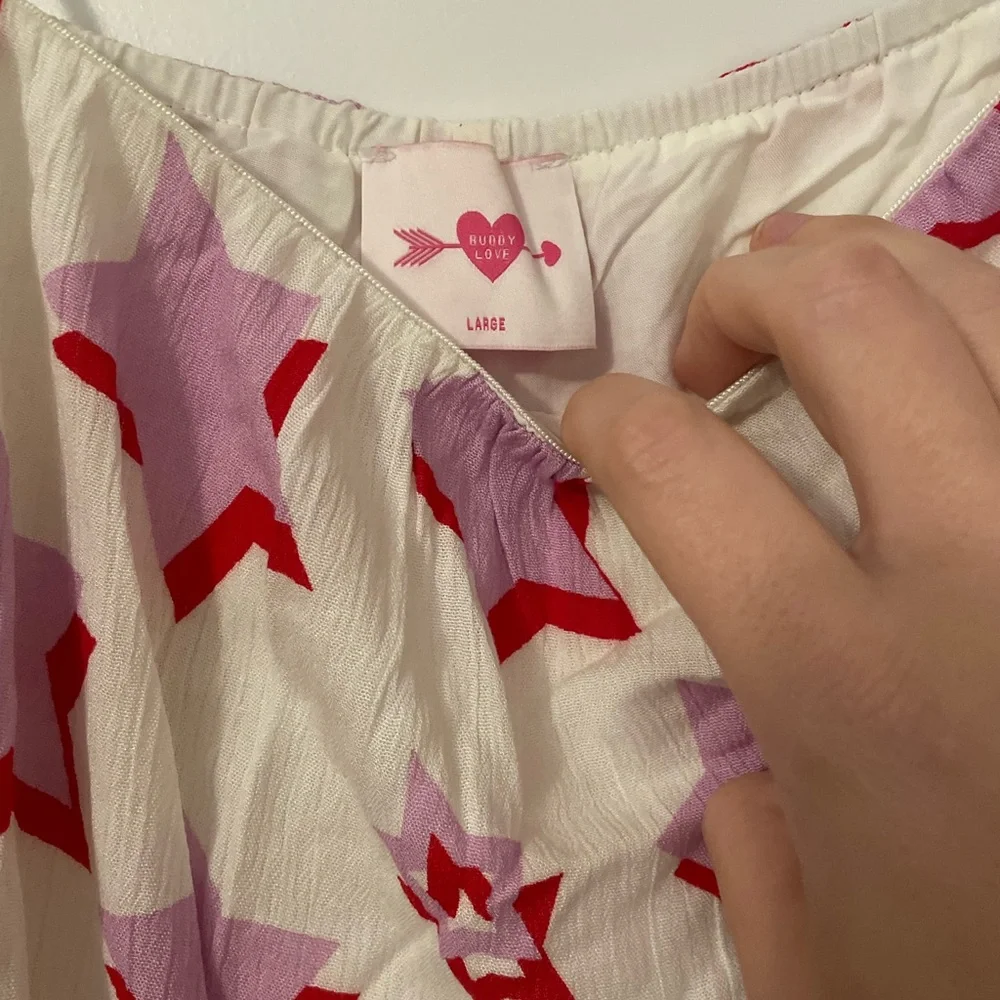 Buddy Love Starry Pink and Red Womens Mini Dress - Picture 3 of 6